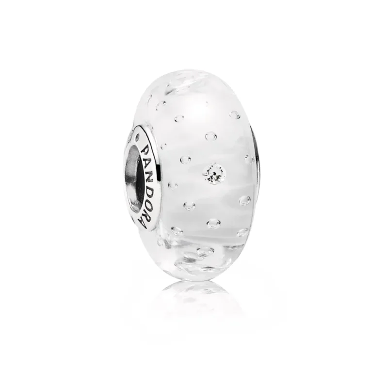 (kép) PANDORA Fehér buborékos üveg charm - 791617CZ