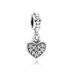 (kép) PANDORA Függő pavé szív charm - 791023CZ