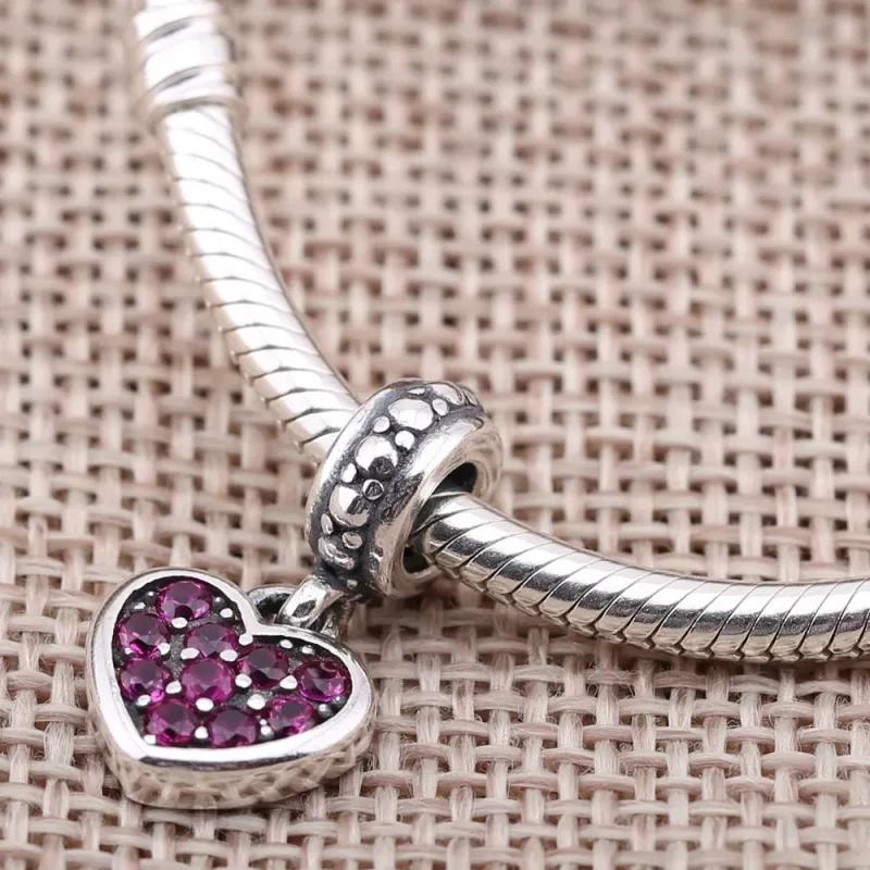 (kép) PANDORA Függő vörös pavé szív charm - 791023CZR - Megtekintés 2