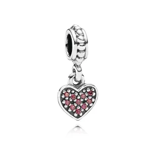 (kép) PANDORA Függő vörös pavé szív charm - 791023CZR