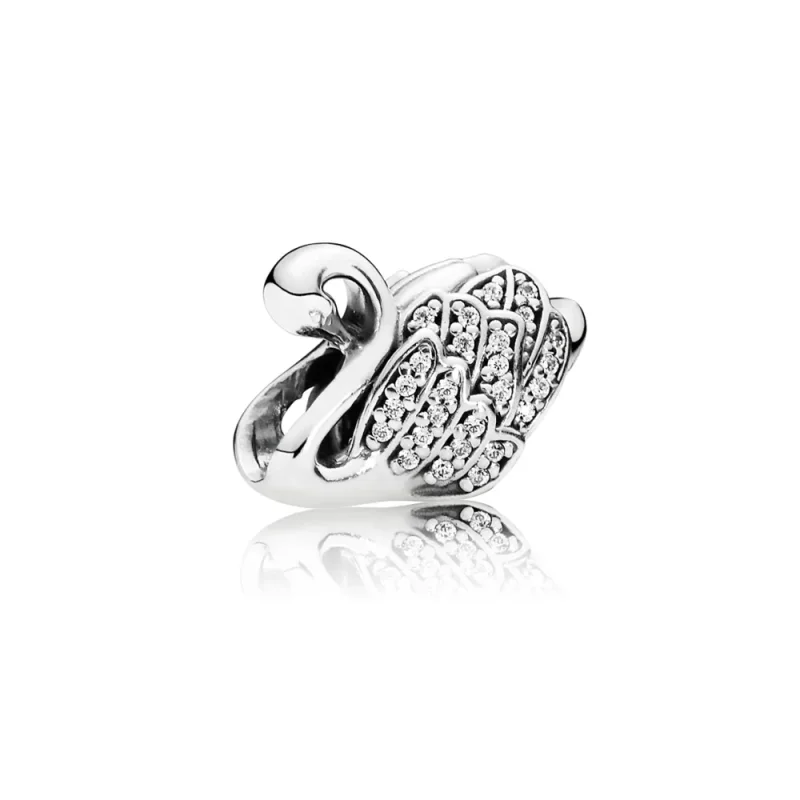 (kép) PANDORA Hattyú ezüstcharm áttetsző cirkóniával - 791732CZ