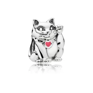PANDORA Integető macska charm - 790989EN05 (kép) PANDORA Integető macska charm - 790989EN05