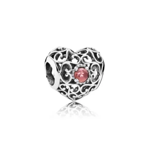 PANDORA Január - ezüst, szív alakú charm gránátkővel - 791784GR (kép) PANDORA Január - ezüst, szív alakú charm gránátkővel - 791784GR