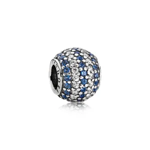 (kép) PANDORA Kék-pavé csíkos charm - 791172NCB