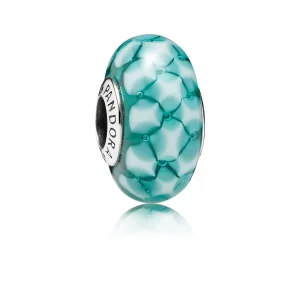 (kép) PANDORA Kékeszöld háló muránói üveg charm - 791625