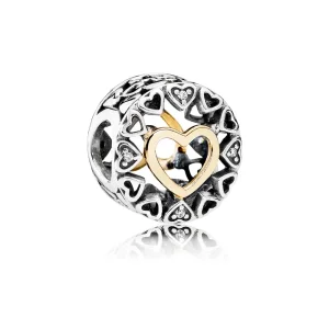 (kép) PANDORA Kéttónusú charm, Szerető Kör