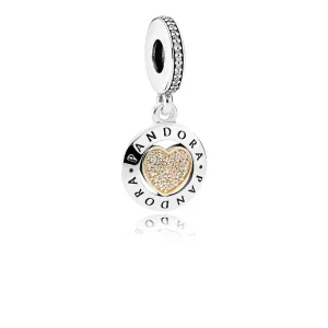 (kép) PANDORA Kéttónusú függő charm, Aláírás szív - 792082CZ