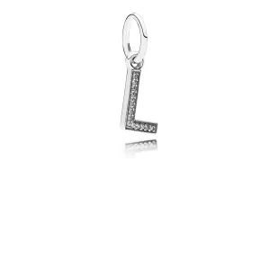 (kép) PANDORA L betű függő charm - 791324CZ