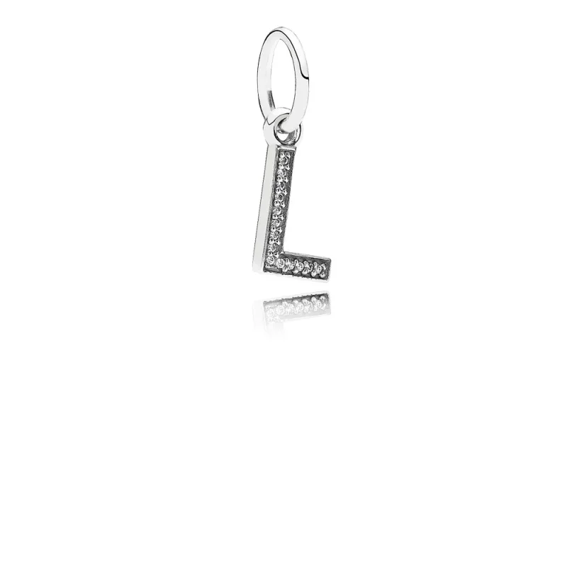 (kép) PANDORA L betű függő charm - 791324CZ