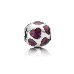 (kép) PANDORA Lila szívek charm - 790543EN21