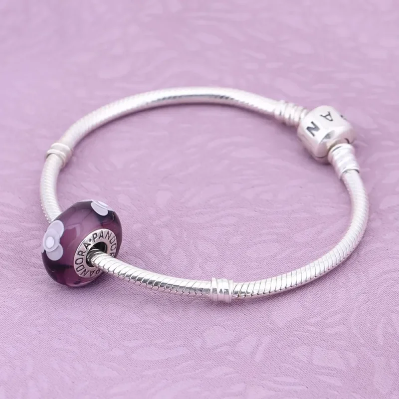 (kép) PANDORA Lila virágos üveg charm - 790643 - Megtekintés 2