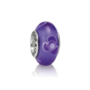 (kép) PANDORA Lila virágos üveg charm - 790643