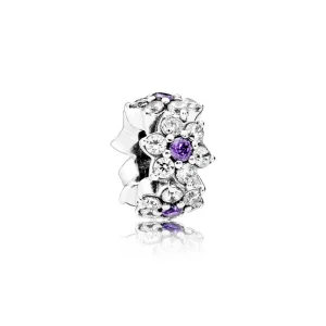(kép) PANDORA Nefelejcs spacer, sterling ezüst, lila és áttetsző cirkónia - 791834ACZ