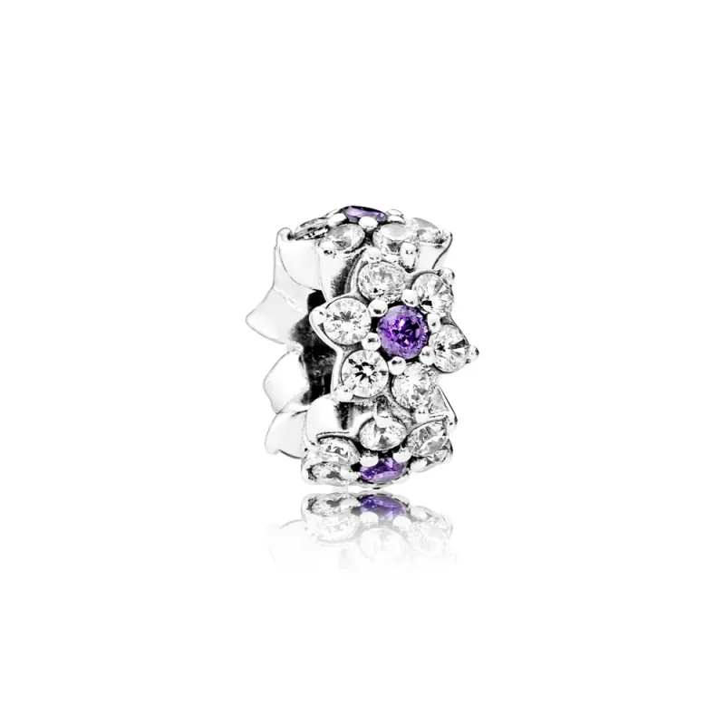 (kép) PANDORA Nefelejcs spacer, sterling ezüst, lila és áttetsző cirkónia - 791834ACZ