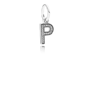 (kép) PANDORA P betű függő charm - 791328CZ