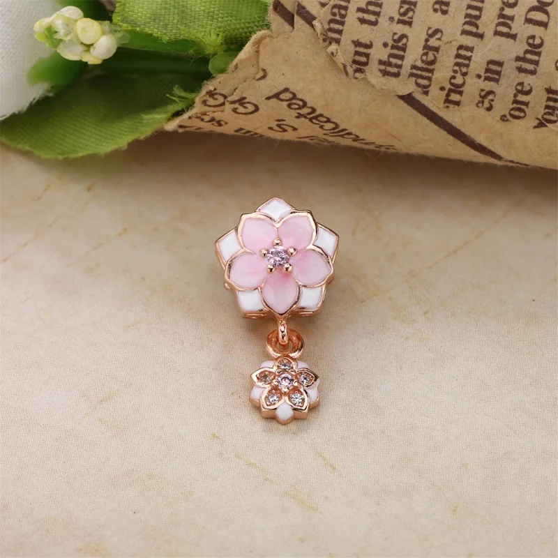 (kép) PANDORA Rose függő charm, Magnolia Bloom Pale Cerise - Megtekintés 3