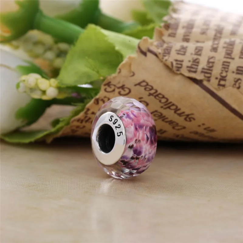 (kép) PANDORA Rózsaszín batikmintás fazettált üveg charm - 791608 - Megtekintés 3