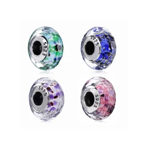 (kép) PANDORA Rózsaszín batikmintás fazettált üveg charm - 791608