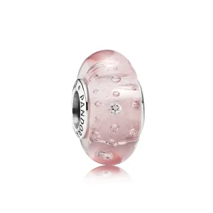 (kép) PANDORA Rózsaszín buborékos üveg charm - 791615CZ