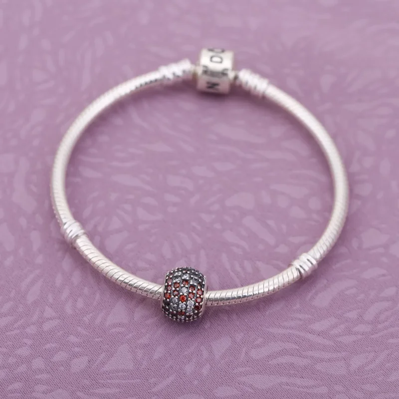 (kép) PANDORA Rózsaszín cseresznyevirág pavé charm - 791129CZ - Megtekintés 2