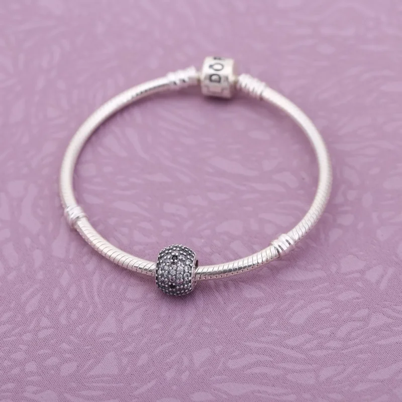 (kép) PANDORA Rózsaszín cseresznyevirág pavé charm - 791129CZ - Megtekintés 5