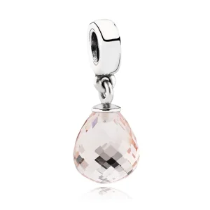 (kép) PANDORA Rózsaszín fazettált üvegcsepp függő charm - 791602CPK