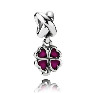 (kép) PANDORA Rózsaszín négylevelű lóhere függő charm - 790572EN07