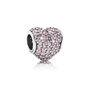 (kép) PANDORA Rózsaszín pavé szív charm - 791052PCZ