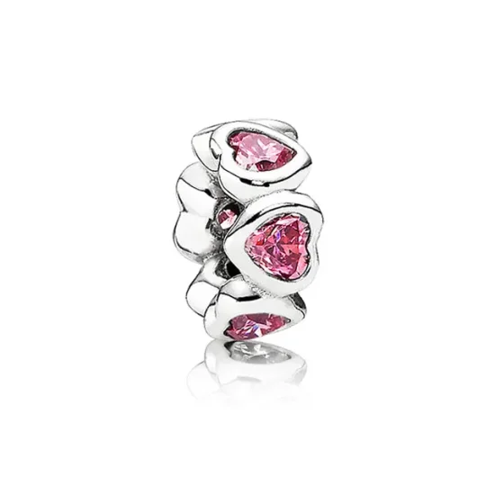 (kép) PANDORA Rózsaszín ragyogó szívek spacer - 791252CZS