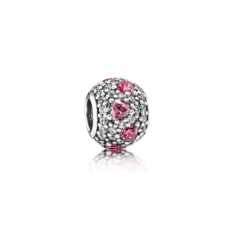 (kép) PANDORA Rózsaszín szives pavé gömb charm - 791249CZS
