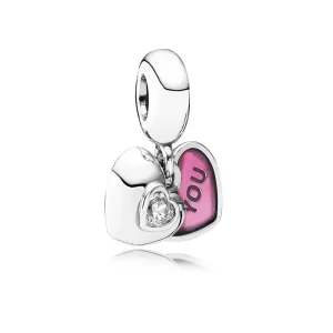 (kép) PANDORA Rózsaszín Te & Én függő charm - 791244CZ