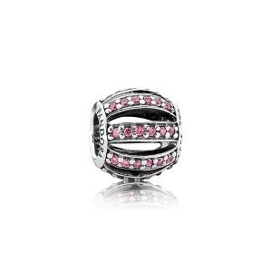 (kép) PANDORA Rózsaszín áttört mintás hordó alakú charm - 791115CZS