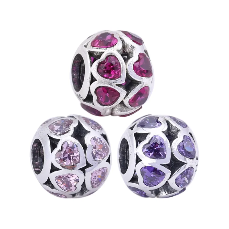 (kép) PANDORA Rózsaszín áttört mintás szerelmi zálog charm - 791250CZS - Megtekintés 5