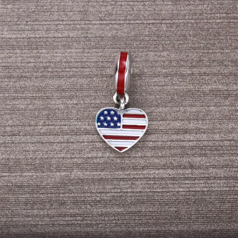 (kép) PANDORA Szív alakú amerikai zászló, sterling ezüst, kék, vörös és - 791548ENMX - Megtekintés 2