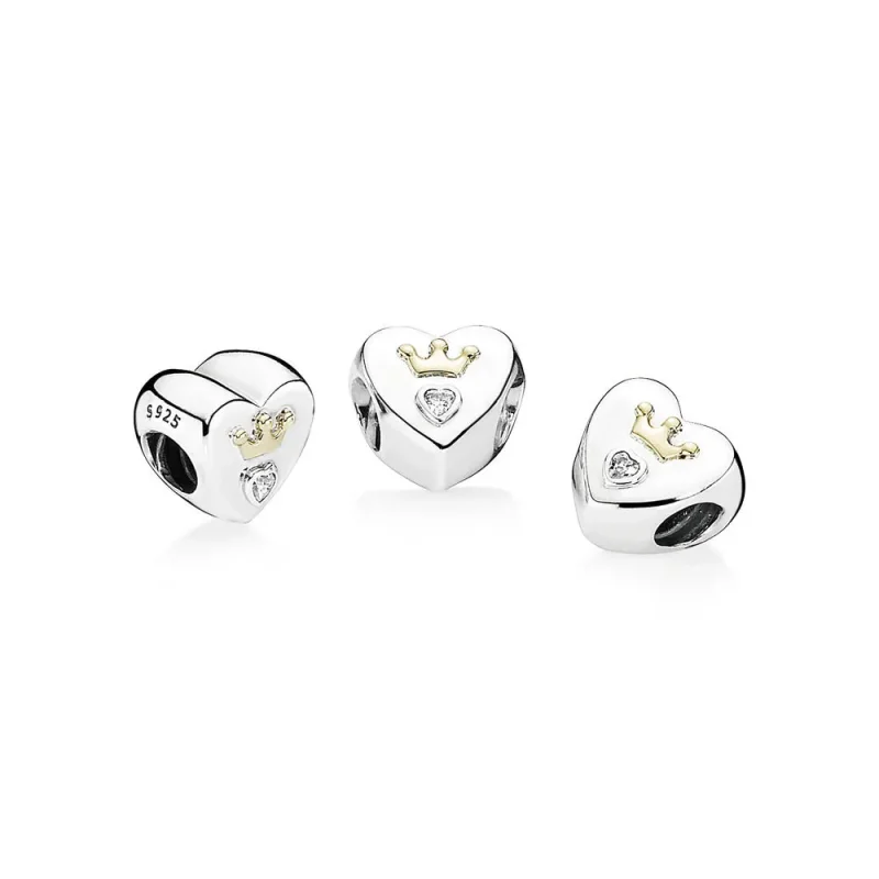 (kép) PANDORA Szív alakú ezüstcharm 14 k aranykoronával és áttetsző cirkóniával - 7917 - Megtekintés 4