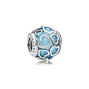 (kép) PANDORA Szívekbe zárva ezüst charm, kék - 792036NBS
