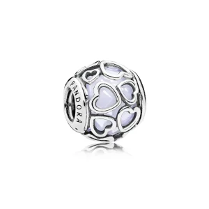 (kép) PANDORA Szívekbe zárva ezüst charm, opálfényű - 792036NOW