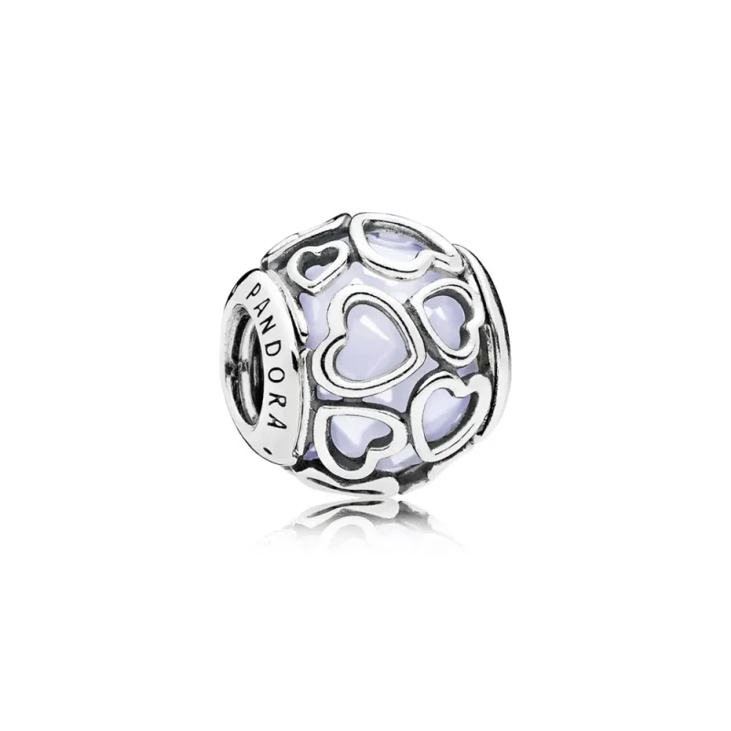 (kép) PANDORA Szívekbe zárva ezüst charm, opálfényű - 792036NOW