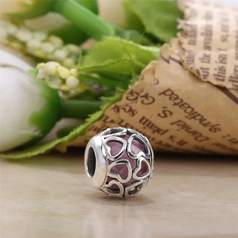 (kép) PANDORA Szívekbe zárva ezüst charm, rózsaszín - 792036PCZ - Megtekintés 2
