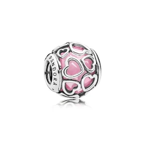(kép) PANDORA Szívekbe zárva ezüst charm, rózsaszín - 792036PCZ