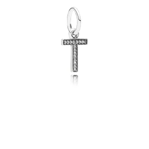 (kép) PANDORA T betű függő charm - 791332CZ