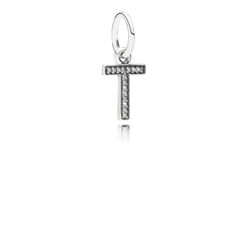 (kép) PANDORA T betű függő charm - 791332CZ