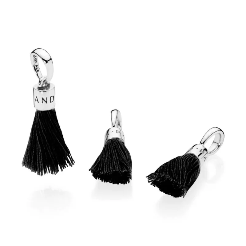 (kép) PANDORA Textile függő charm, Fekete szövet bojt - Megtekintés 2
