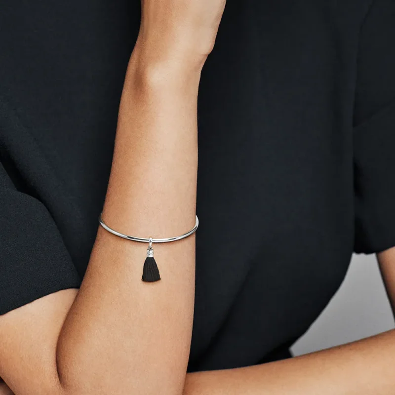 (kép) PANDORA Textile függő charm, Fekete szövet bojt - Megtekintés 3