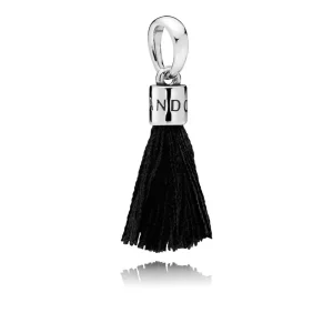 (kép) PANDORA Textile függő charm, Fekete szövet bojt
