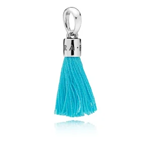 (kép) PANDORA Textile függő charm, Türkiz szövet bojt