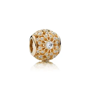 (kép) PANDORA Áttört mintás 14k aranycharm áttetsző cirkóniával - 750838CZ