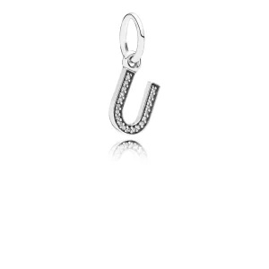 (kép) PANDORA U betű függő charm - 791333CZ