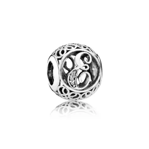 (kép) PANDORA Vintage E, sterling ezüst, cirkónia - 791849CZ