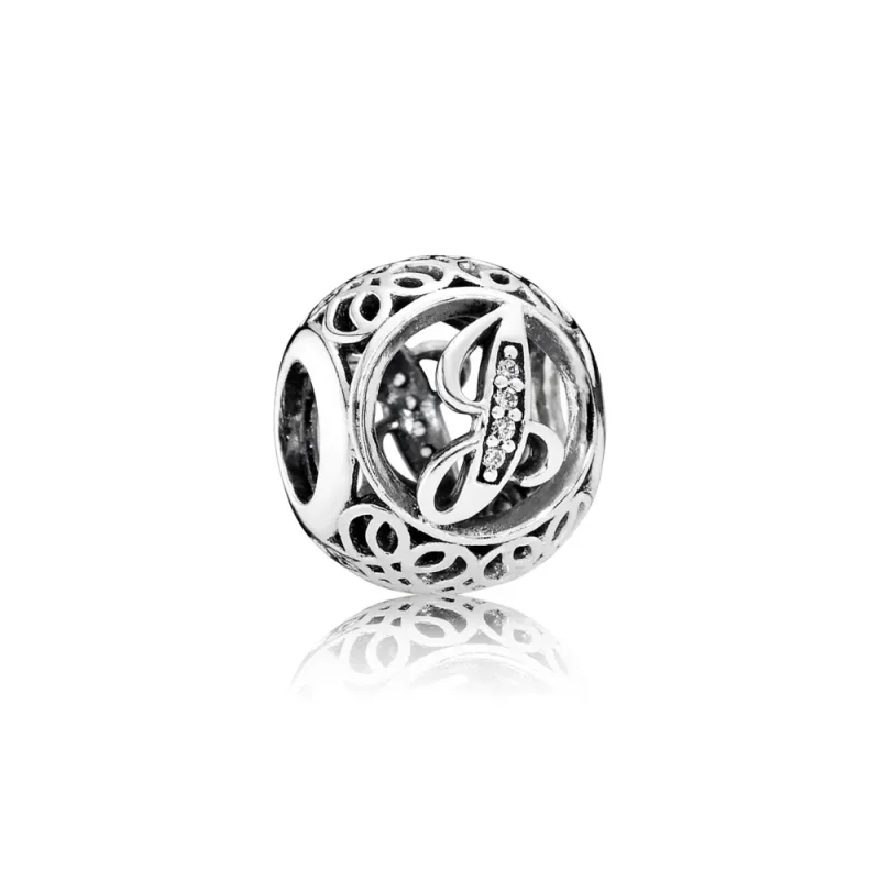 (kép) PANDORA Vintage J, sterling ezüst, cirkónia - 791854CZ
